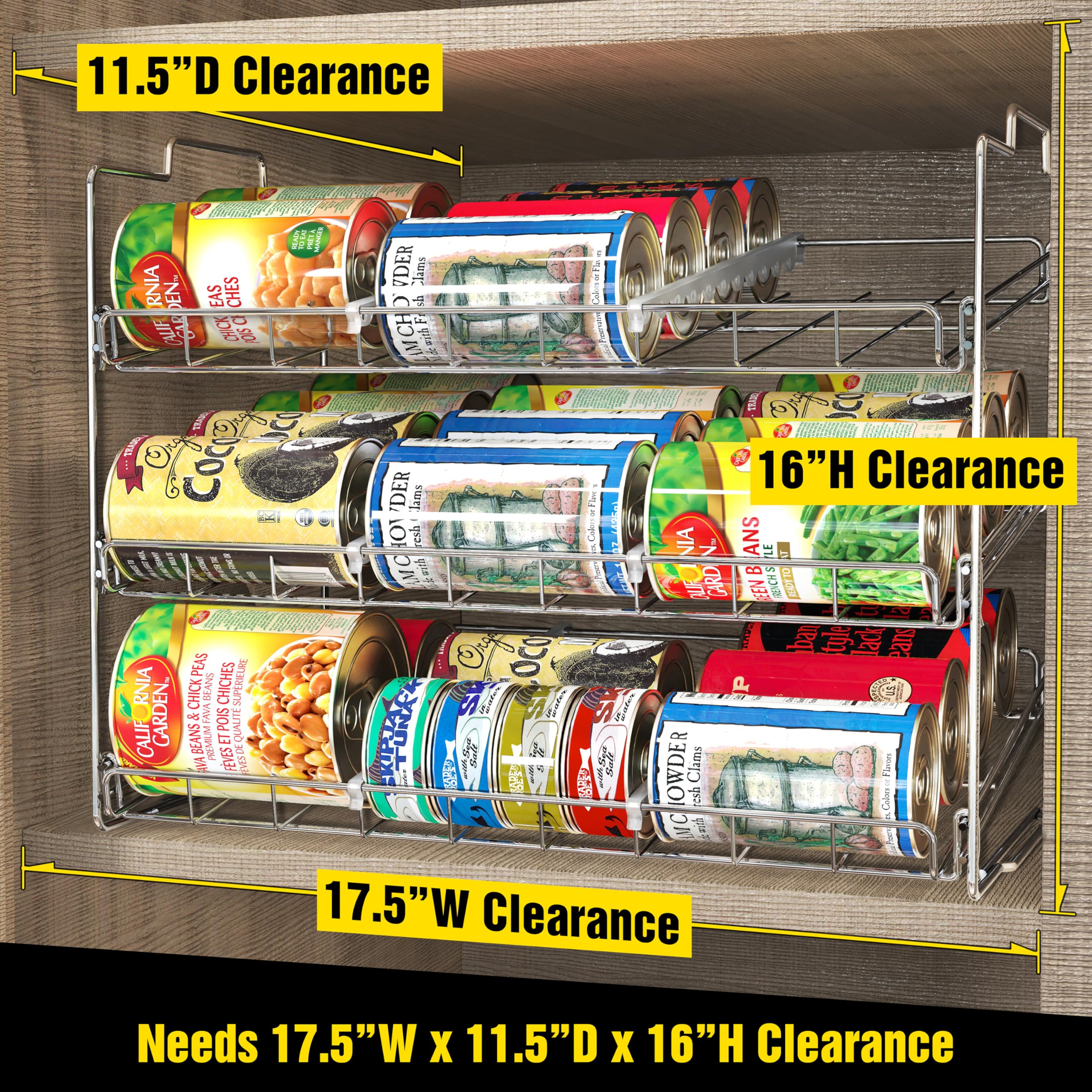 Deco Brothers chrome finish kitchen organizer for pantry shelves.