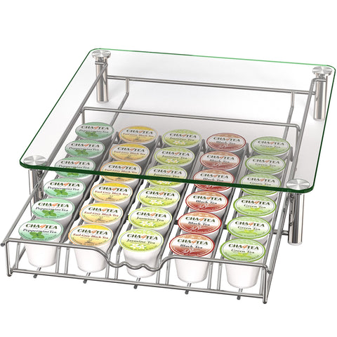 Compact footprint of Deco Brothers K-Cup storage compartment on a counter.