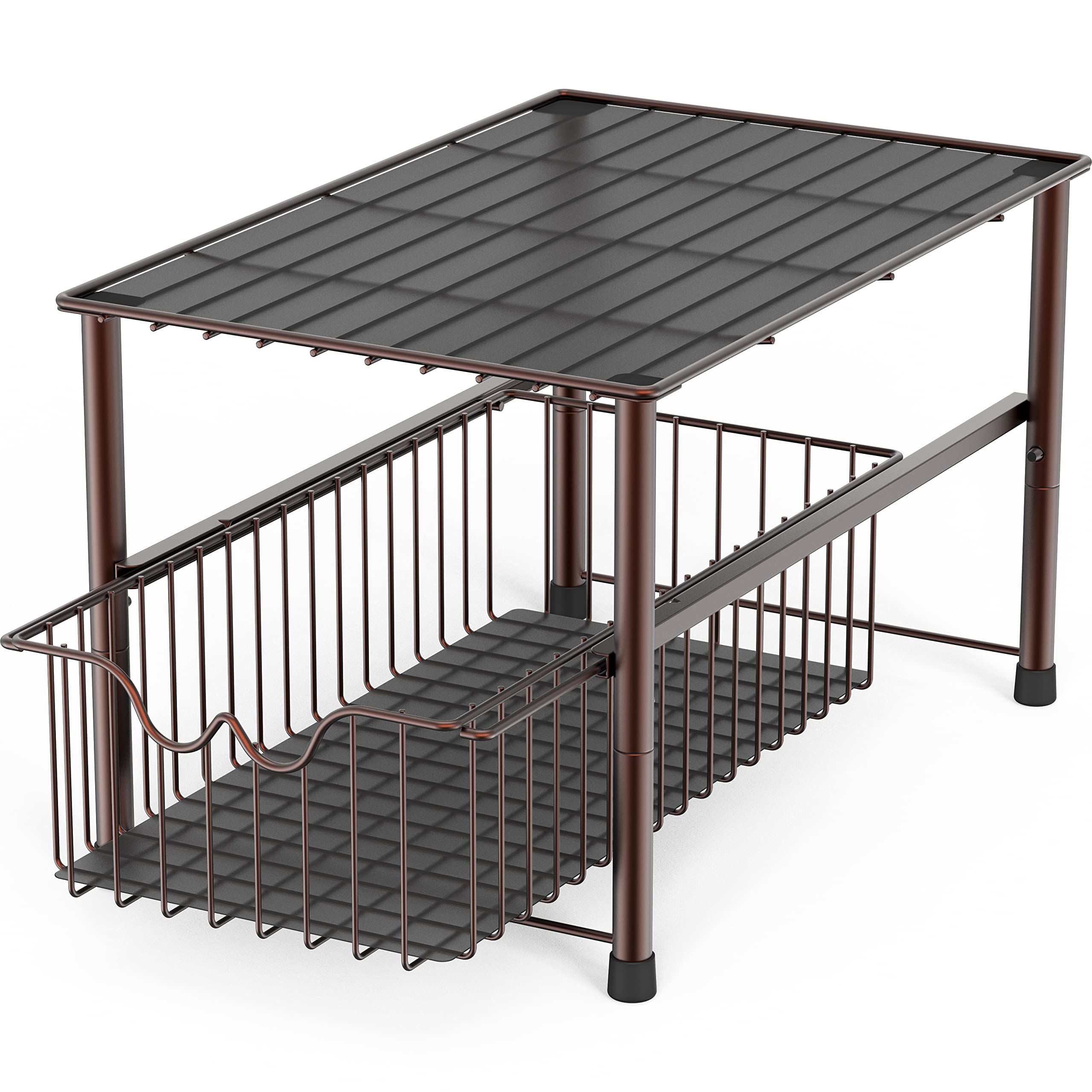 Deco Brothers bronze stackable organizer shown stacked for compact storage