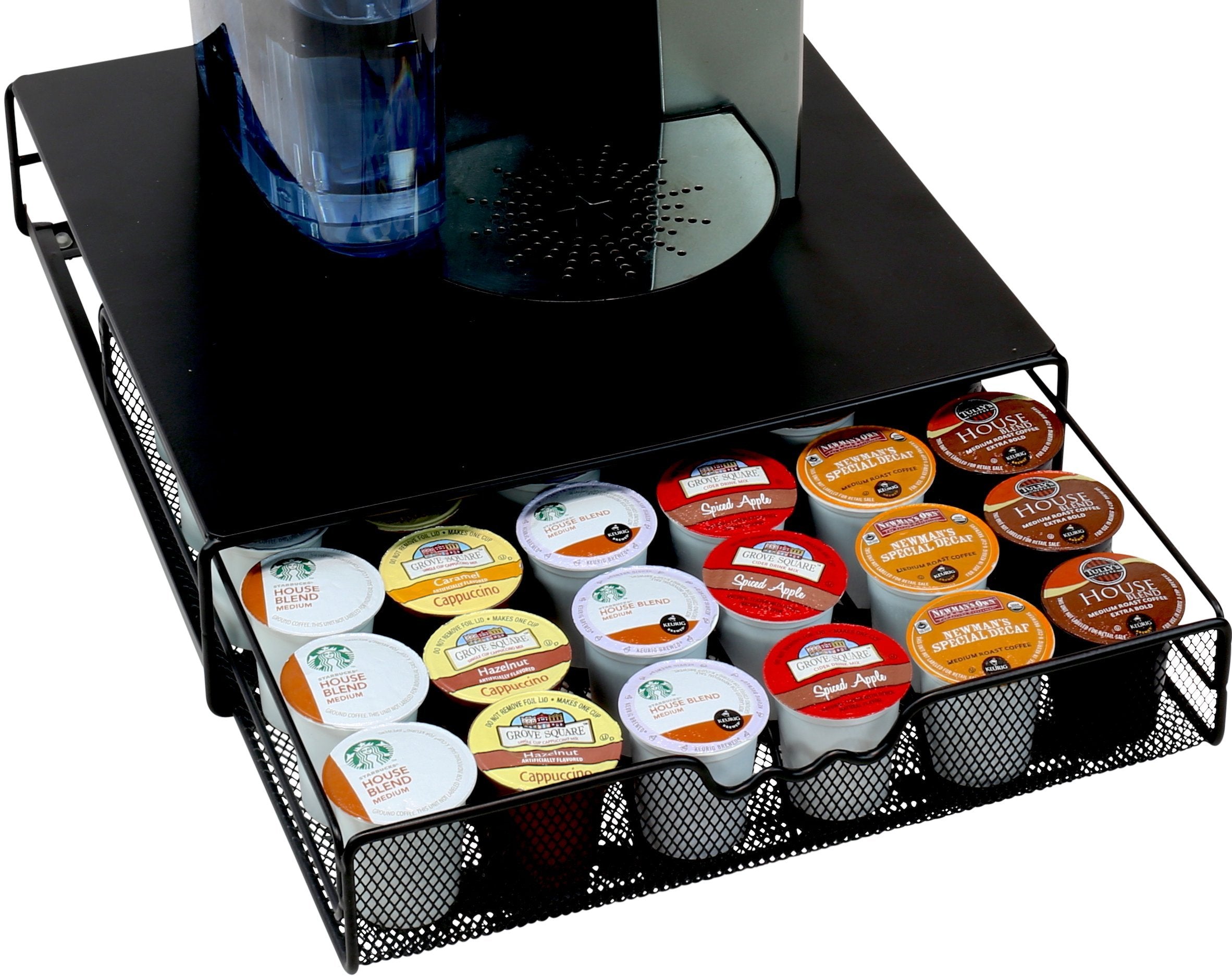 DecoBrothers K-Cup holder under Keurig fits compactly on the counter