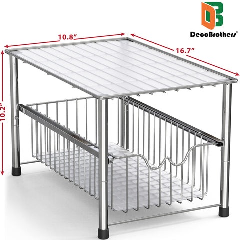 DecoBrothers stackable under-sink organizer chrome finish bridges two-set storage