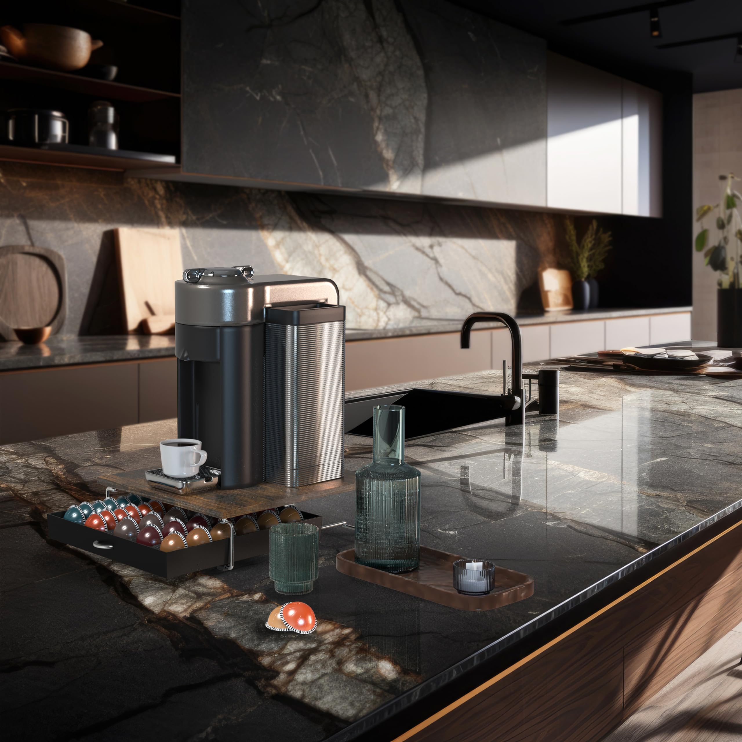 Unit from DecoBrothers sitting on a counter, proving under-machine display suitability.