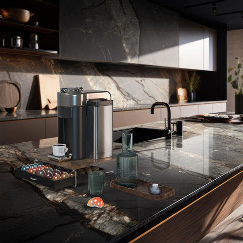 Unit from DecoBrothers sitting on a counter, proving under-machine display suitability.