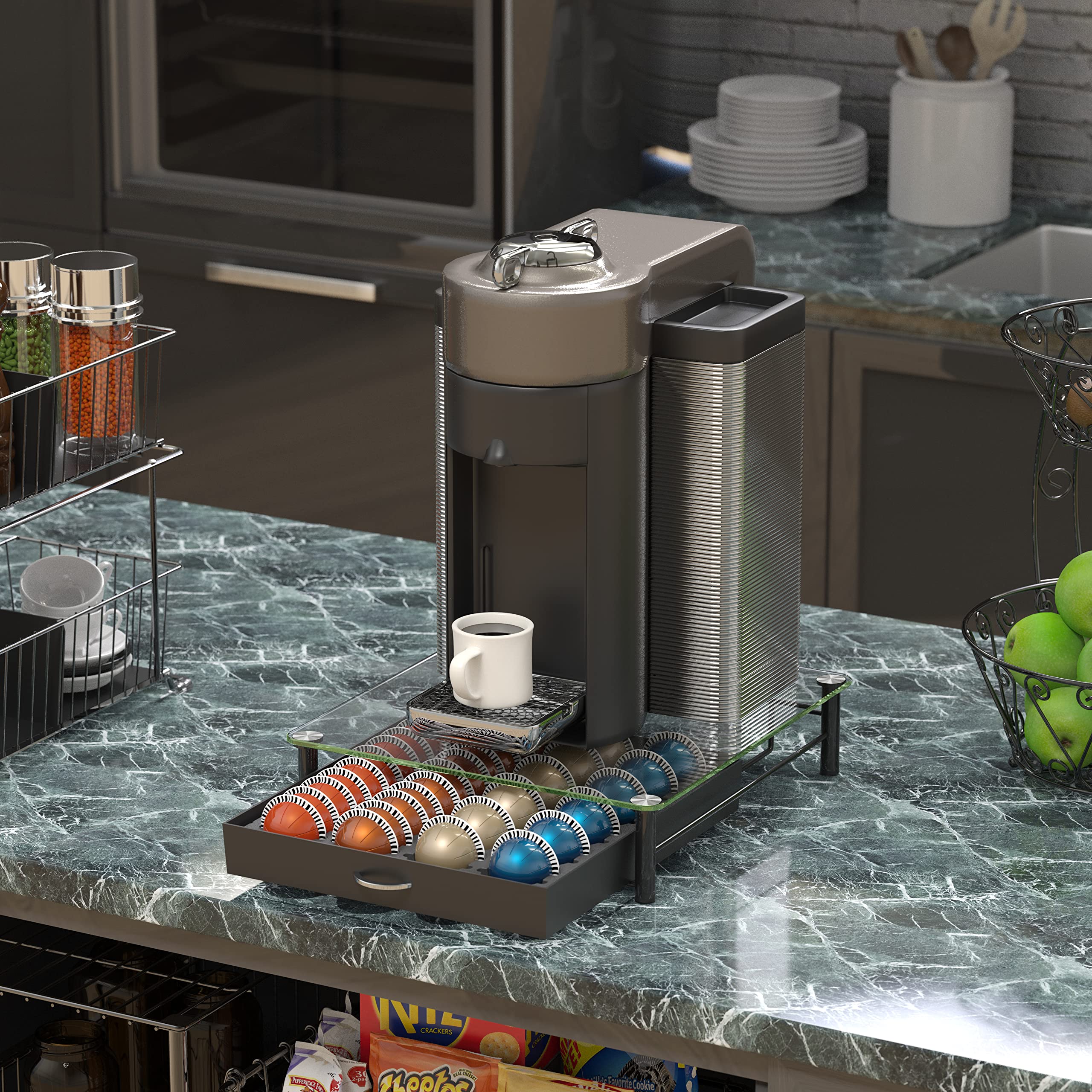 DecoBrothers Vertuo Drawer open, showing easy capsule access