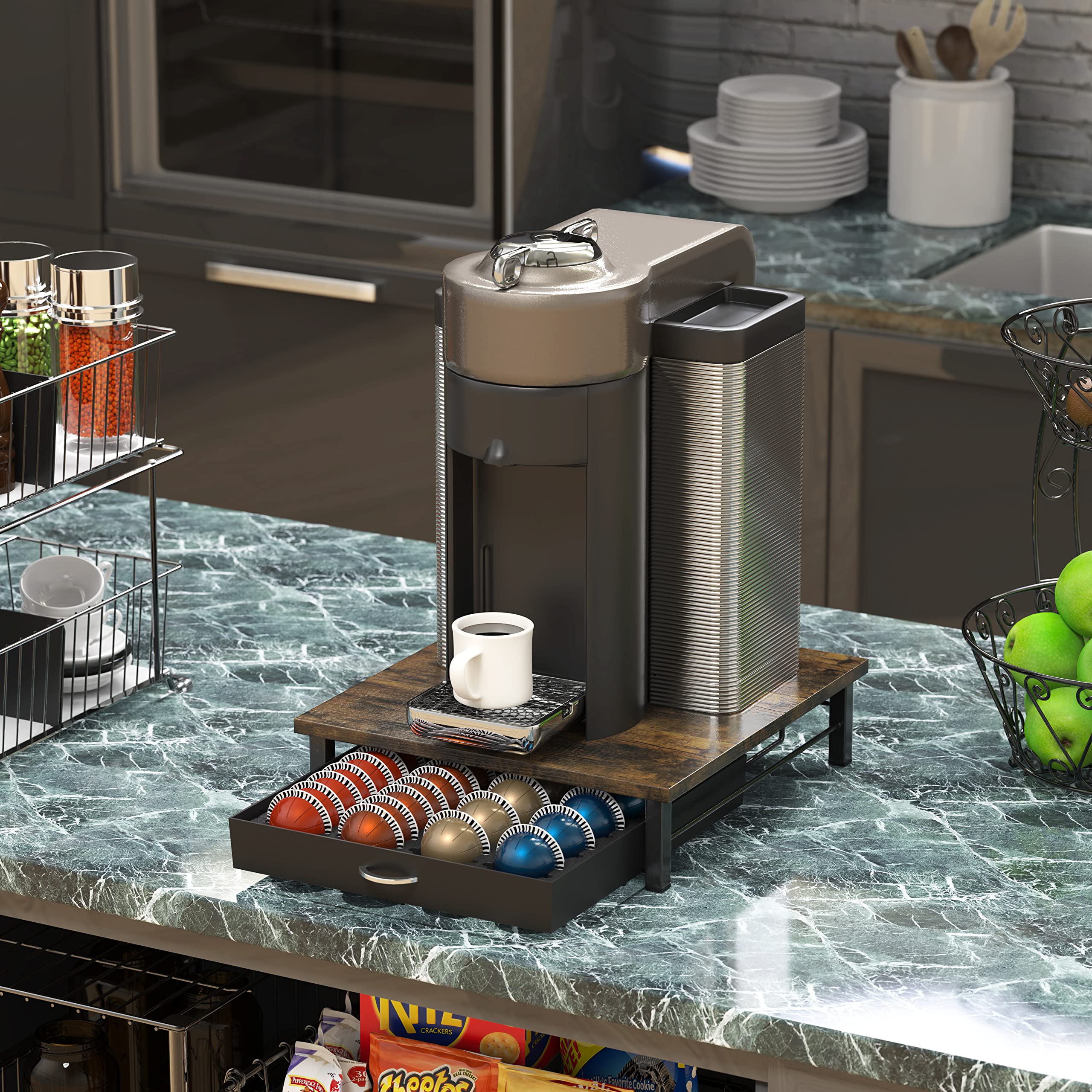 DecoBrothers Vertuo Pod Holder Drawer open shows easy pod access.