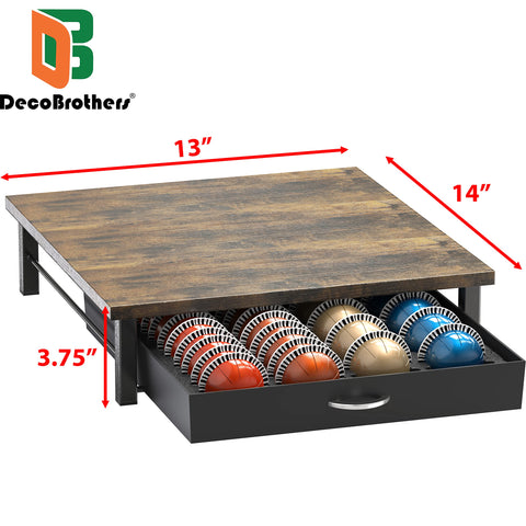 DecoBrothers Vertuo Pod Holder Drawer under coffee machine saves counter space.