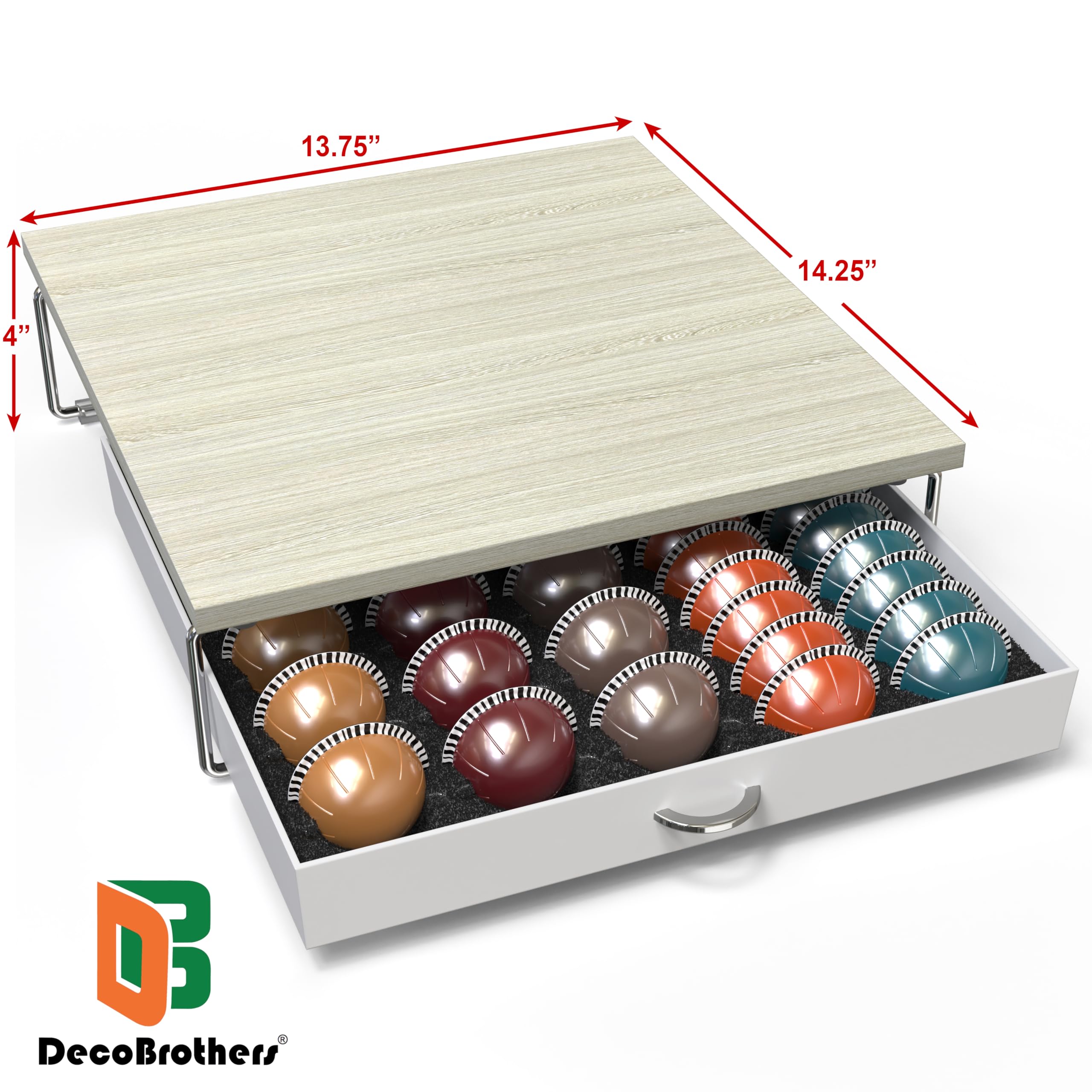 DecoBrothers Vertuoline 30-large-capacity storage keeps pods tidy and reachable.