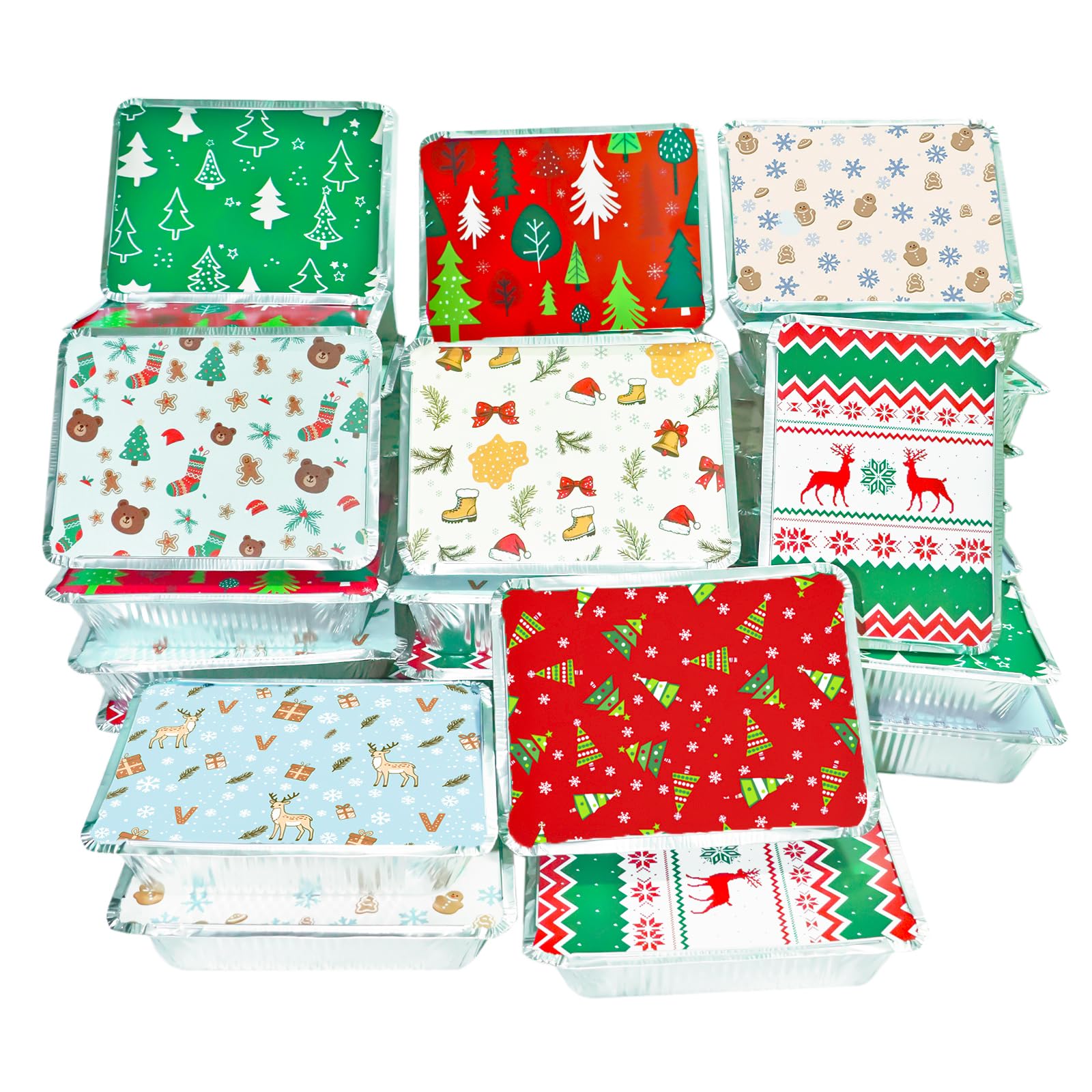 Decodinli Christmas leftover container with lid close-up showing festive pattern and secure fit.