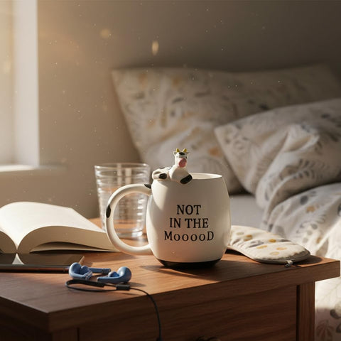 Decodyne cow-motif mug ceramic, durable for everyday use and whimsical decor.
