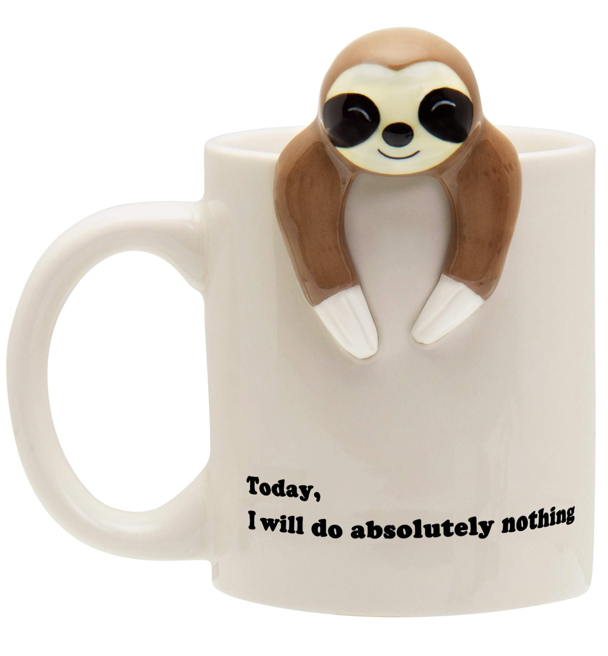Decodyne funny sloth mug front view with an easy-sip handle for daily use