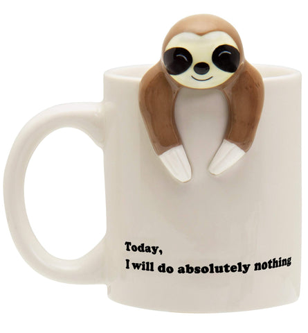 Decodyne funny sloth mug front view with an easy-sip handle for daily use
