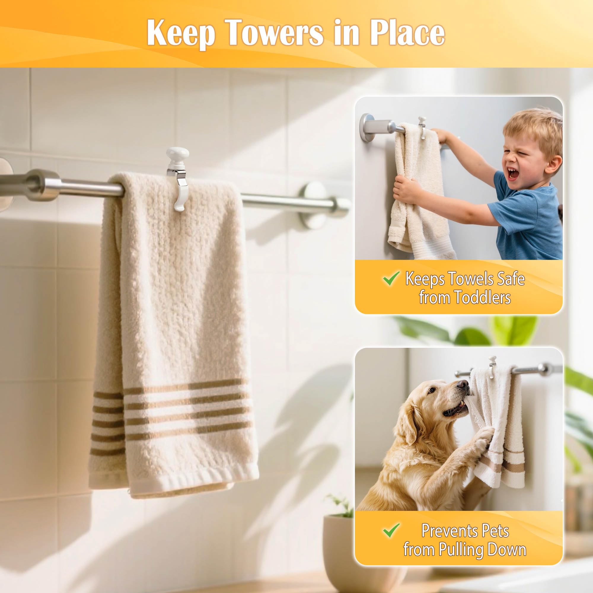 Decoeco towel clip attached to dishwasher bar keeps towels handy