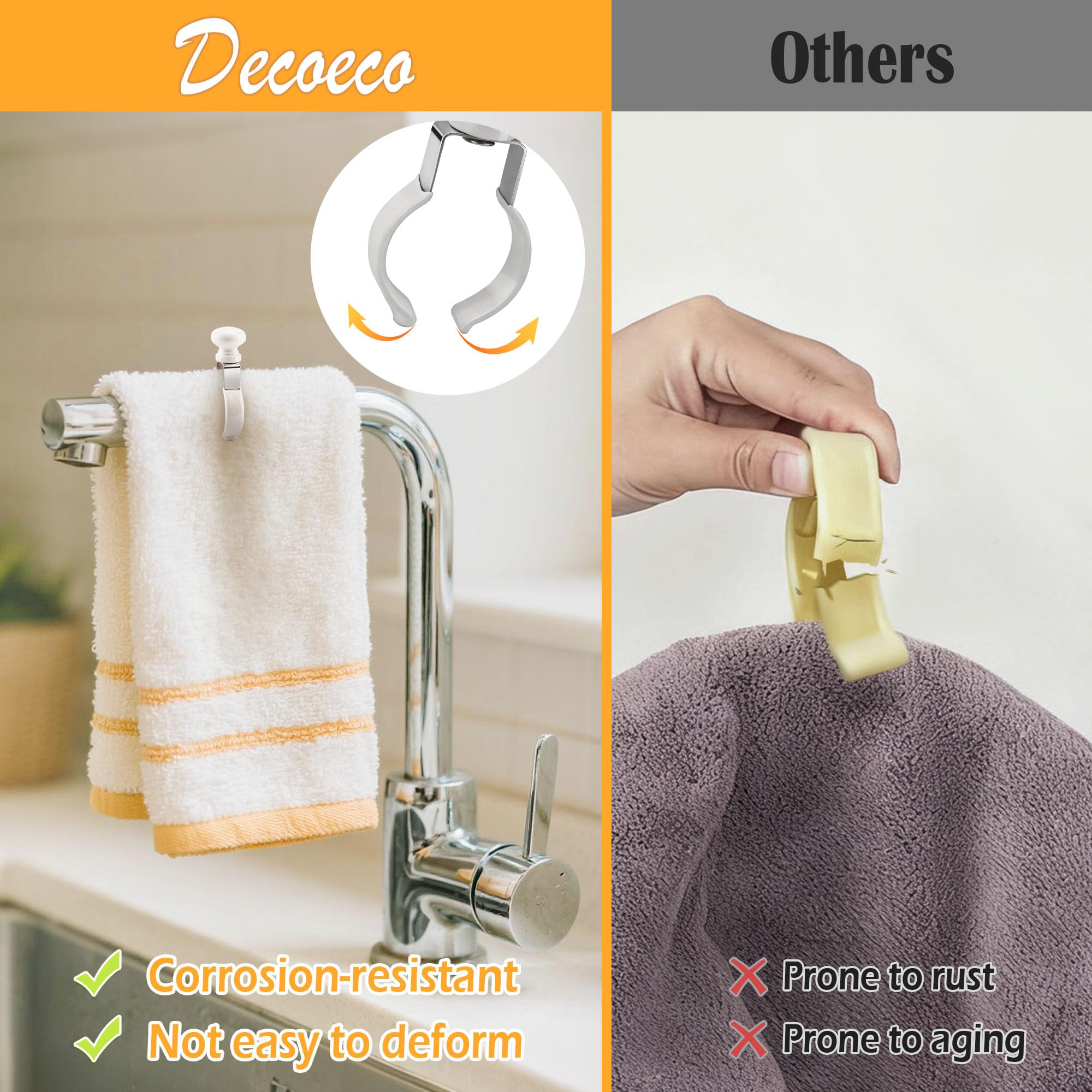 Durable stainless steel Decoeco clips stand up to daily use.