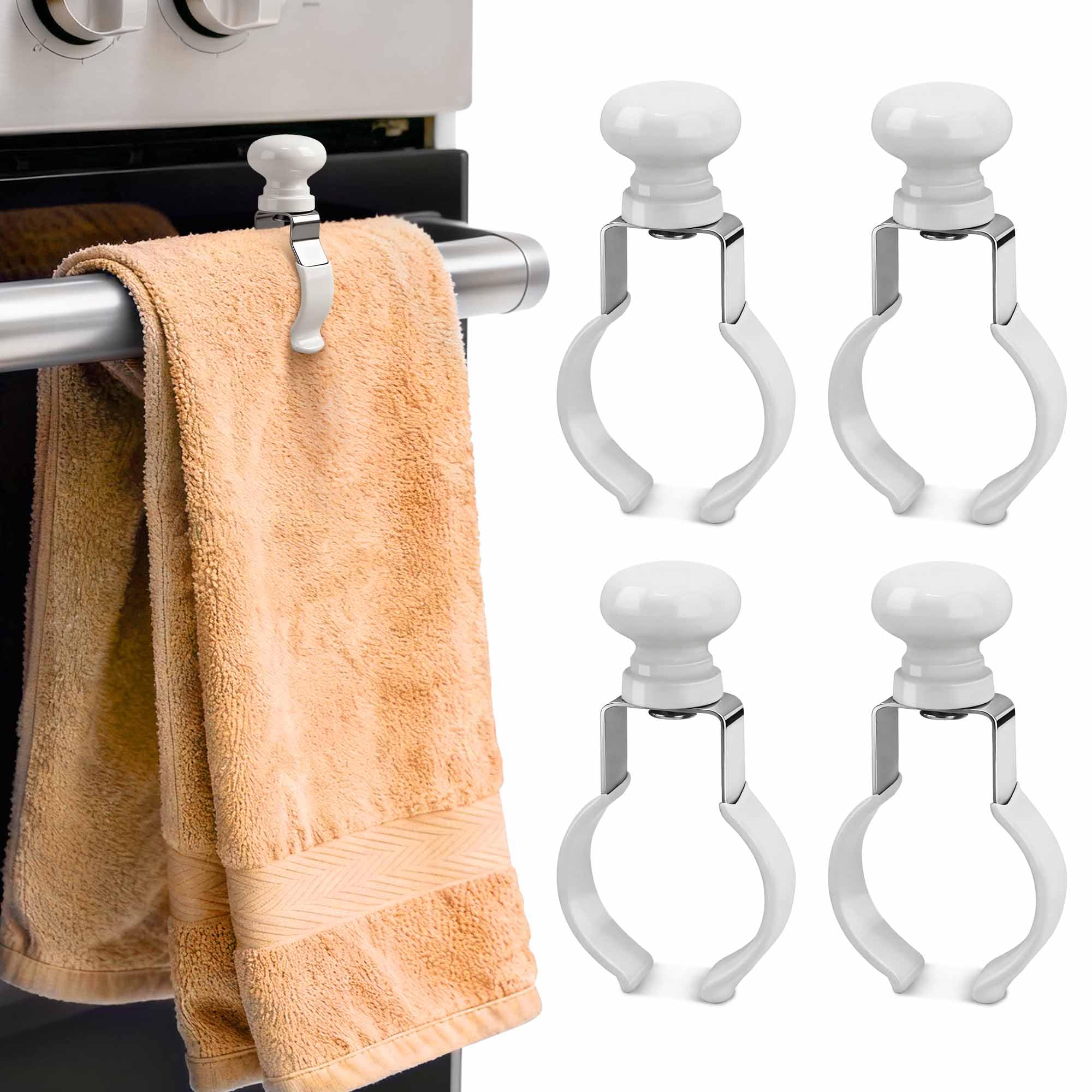 Decoeco towel clip with rust-resistant core keeps towels secure by the sink.