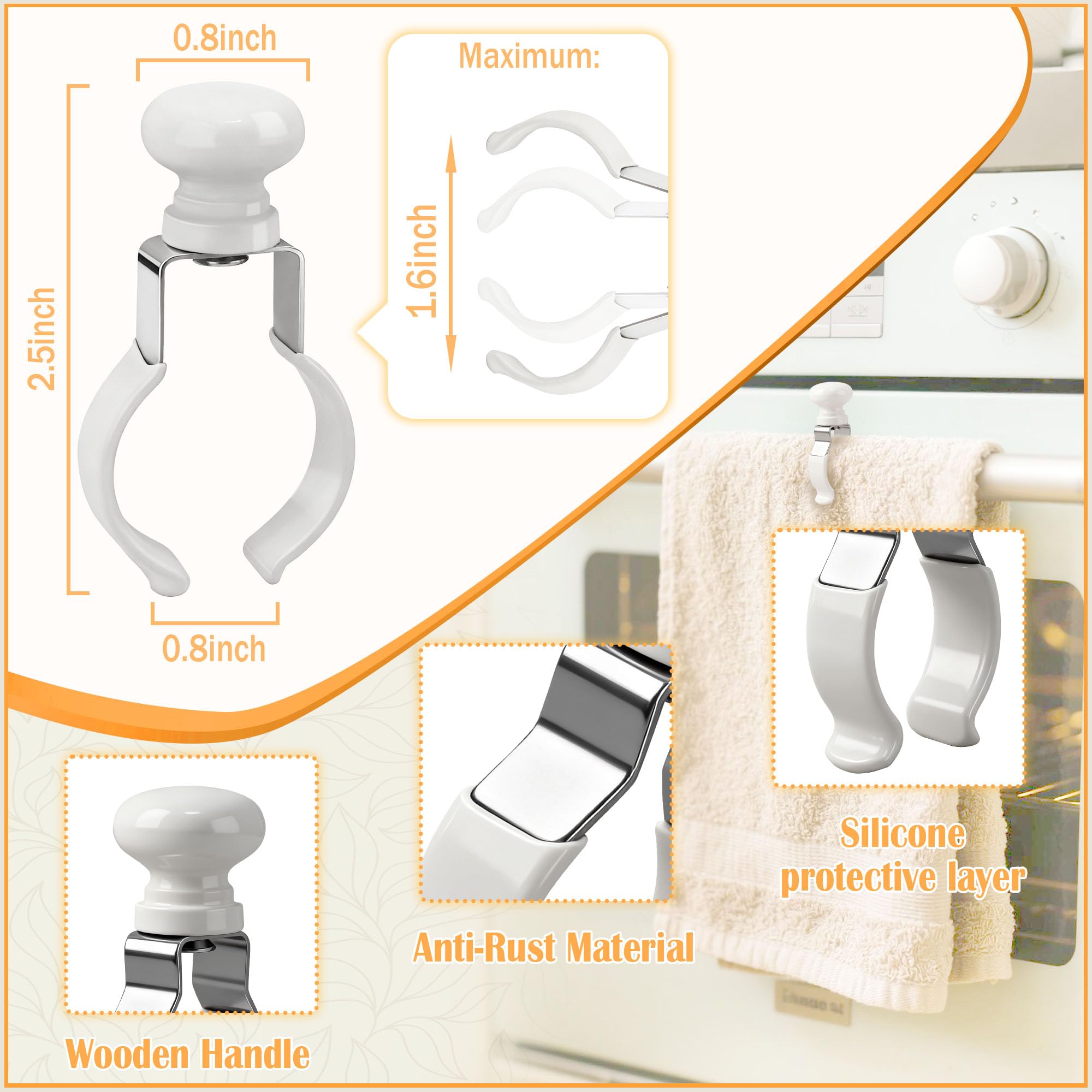 Silicone-coated Decoeco towel clip protects appliance finishes