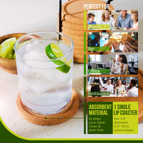 Decopom cork coasters drink-protection prevents condensation on countertops