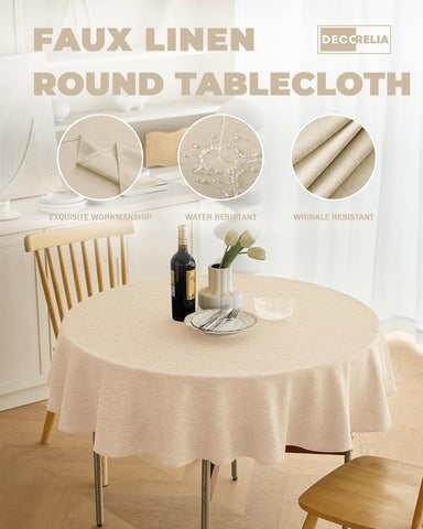 Outdoor dining scene with Decorelia waterproof tablecloth protecting the surface