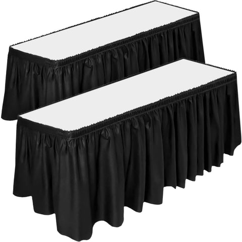 DecorRack BPA-free black table skirt for 29in x 14ft tables, two-pack.
