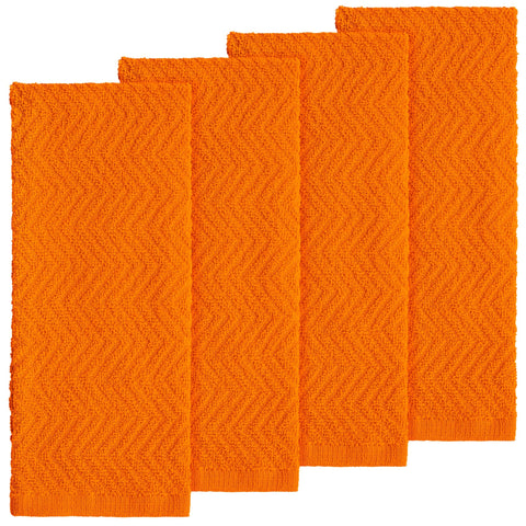 DecorRack orange towels show soft, lint-free finish ideal for drying dishes without scratches.