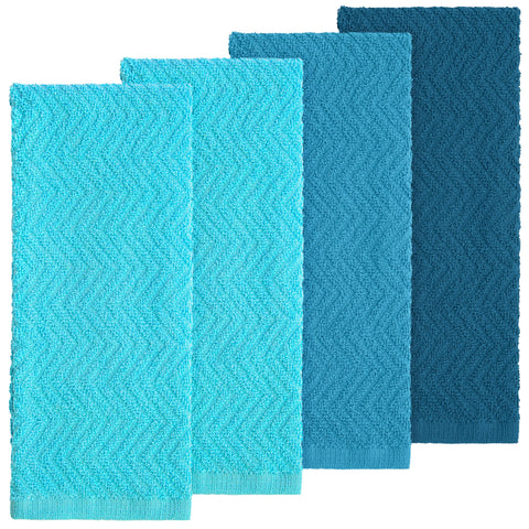 DecorRack blue kitchen towel shows large 15 x 25 inch size for full coverage
