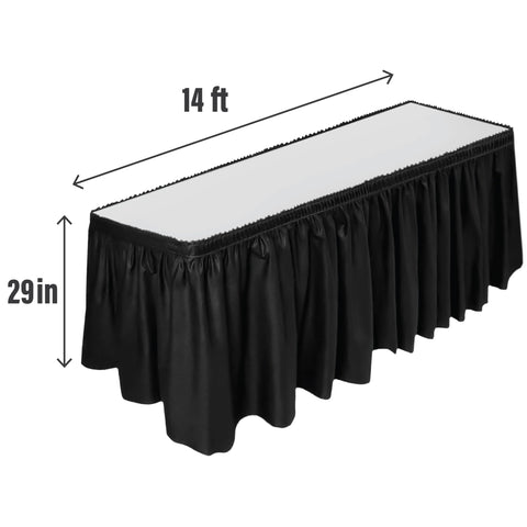 DecorRack table skirt with adhesive strip back enables quick setup and easy cleanup.