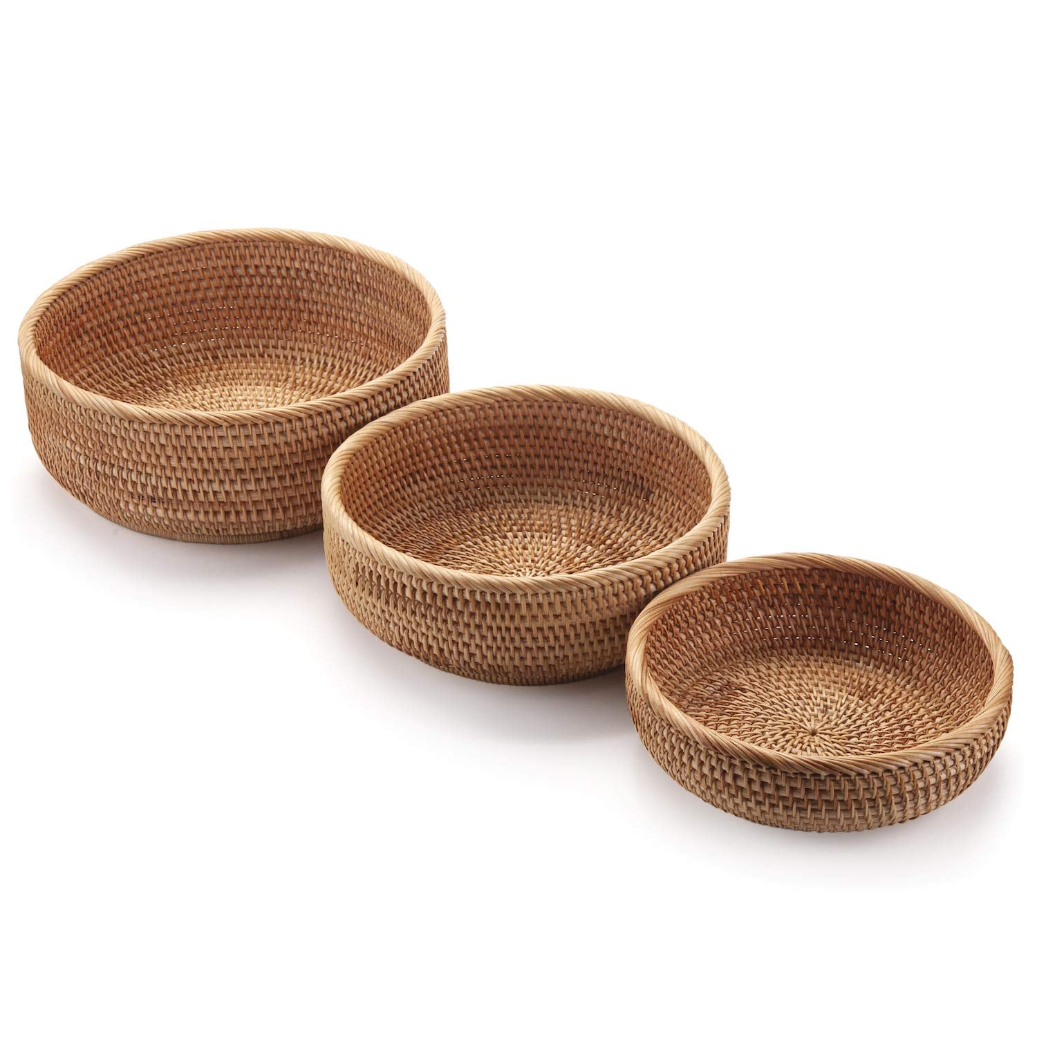 DECRAFTS stackable rattan bowls save counter space and declutter meals.