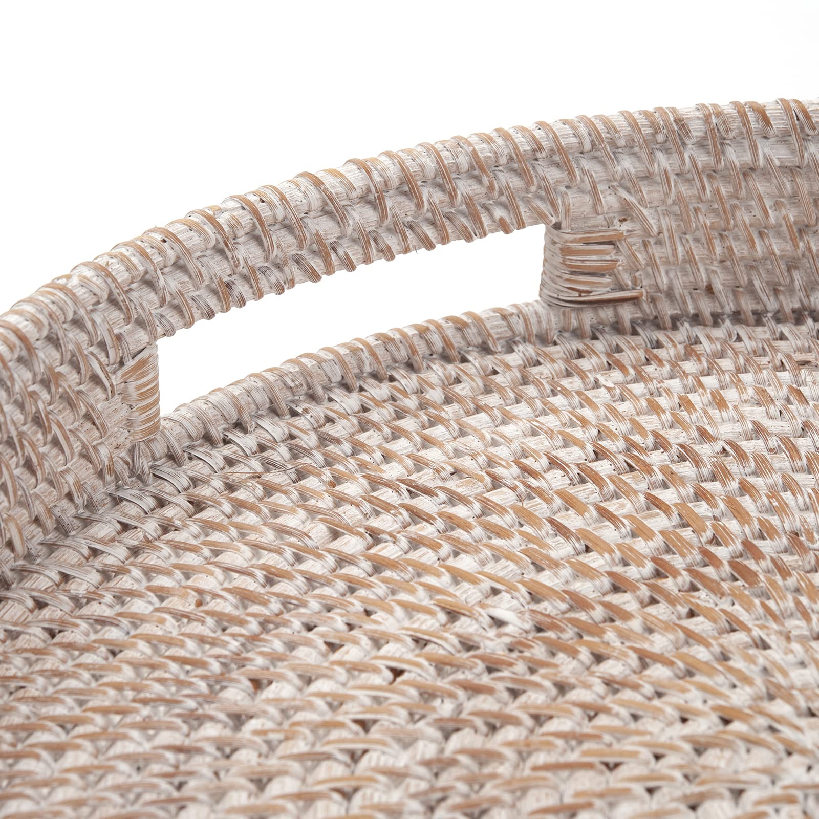 DECRAFTS round tray with woven texture detail, showcasing craftsmanship for display and serving.
