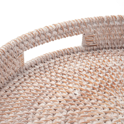 DECRAFTS round tray with woven texture detail, showcasing craftsmanship for display and serving.