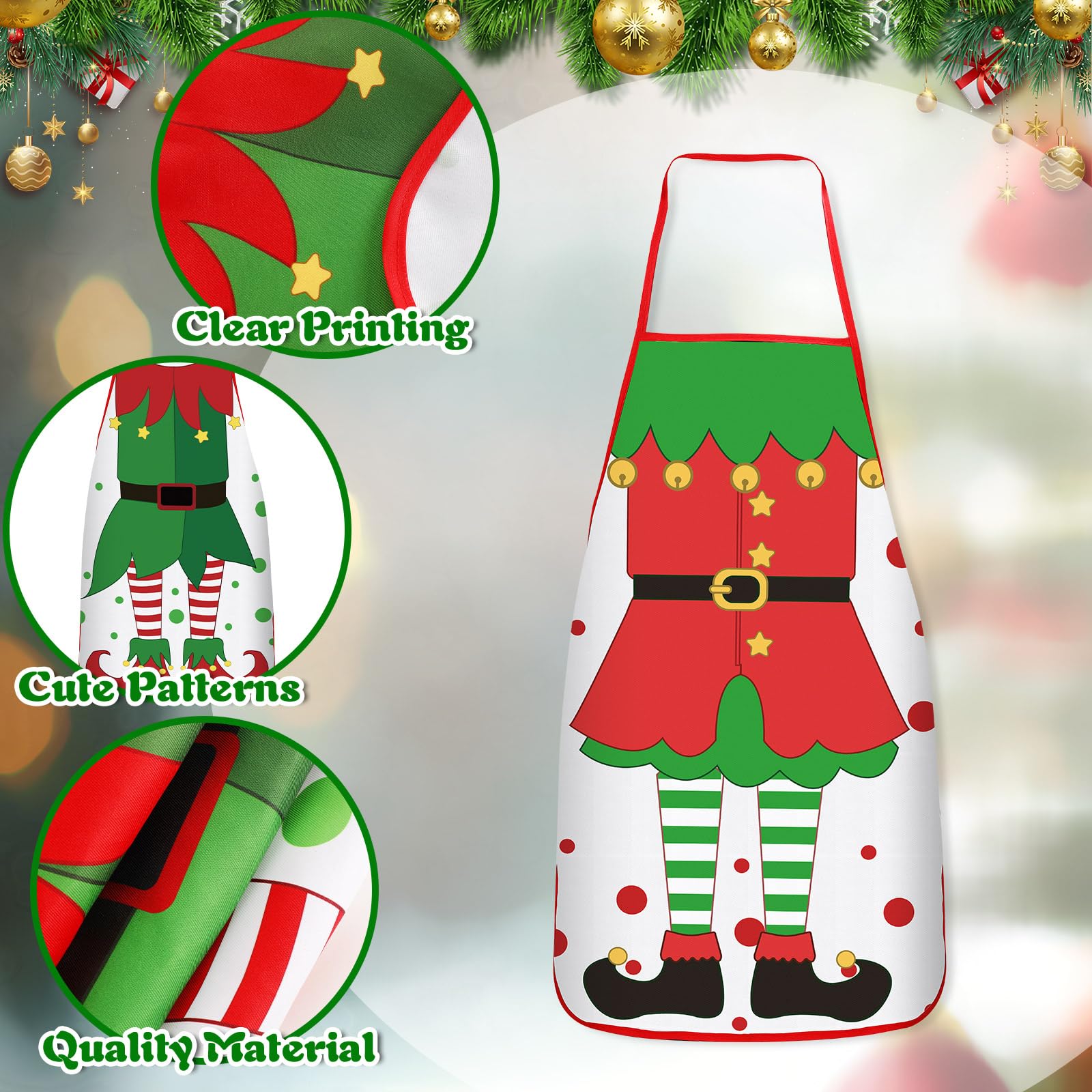 DECYOOL festive kitchen decor with bright colors and elf motifs for holiday mood