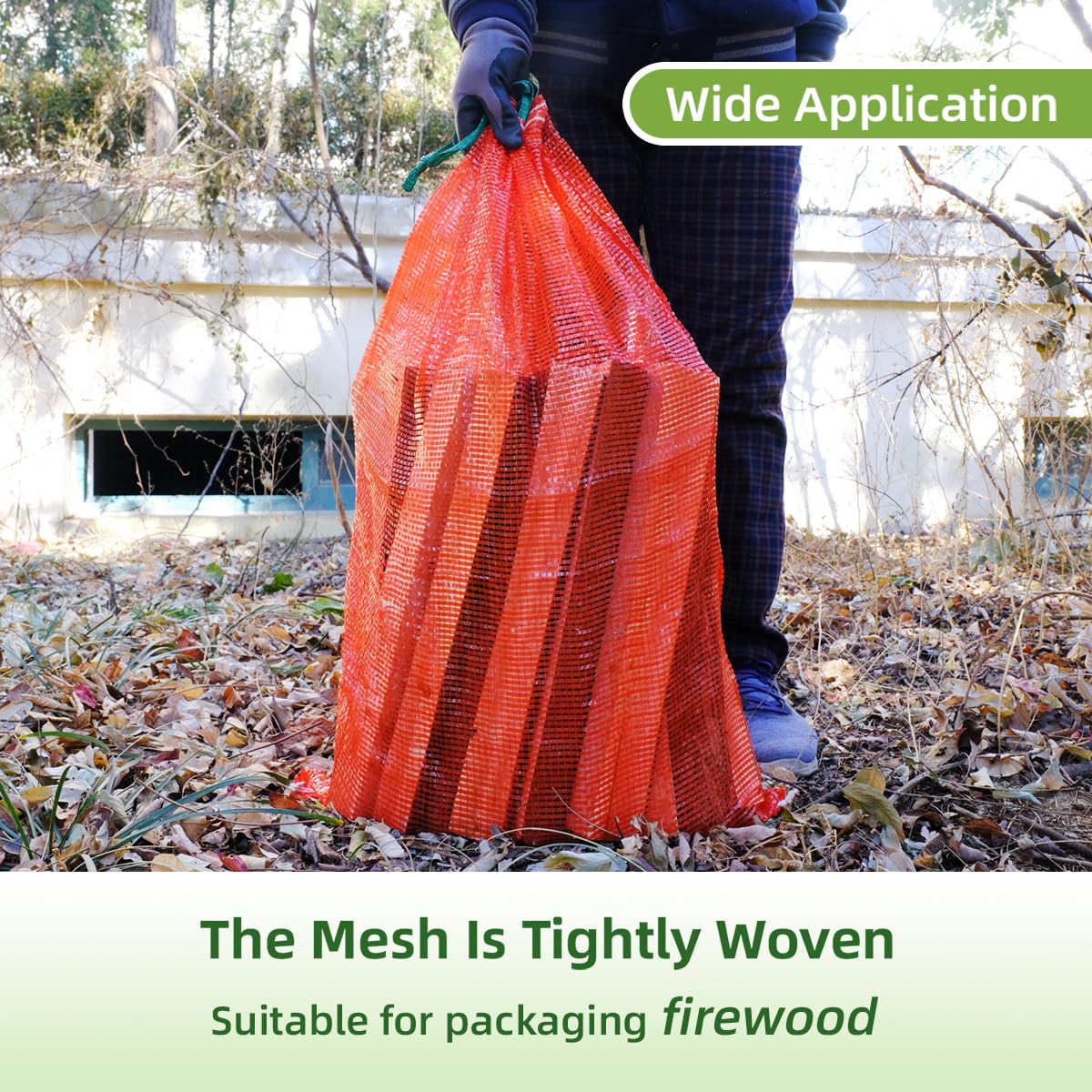 Deebree versatile bags for firewood, crawfish, onions, garlic, and more.