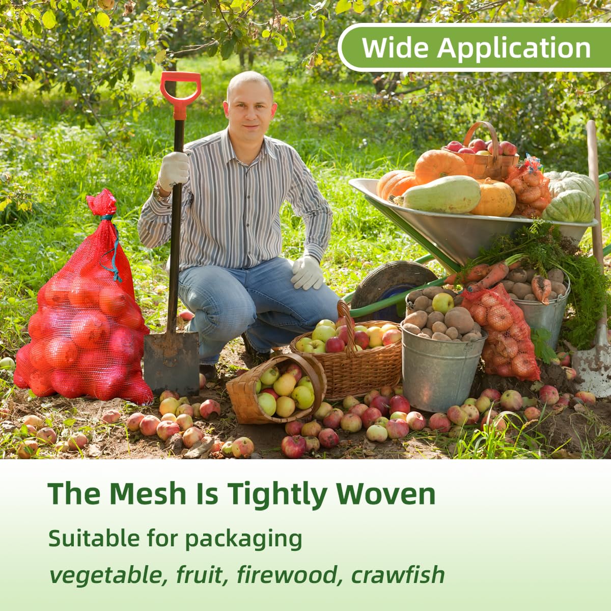 Deebree reusable washable net bags ideal for harvest, wash, and storage.