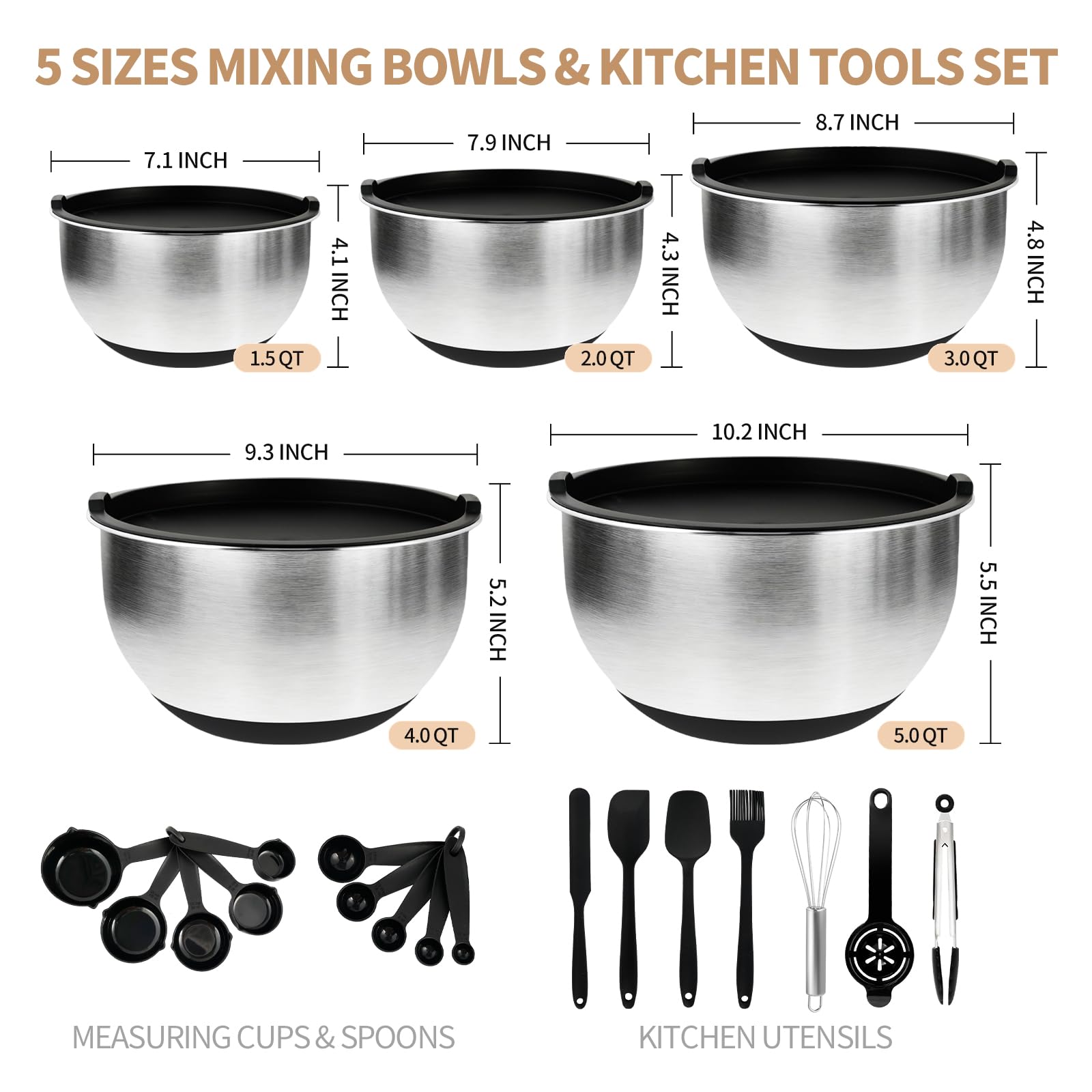 Deedro 1.5-qt bowl with inside measurement marks for precise prep.