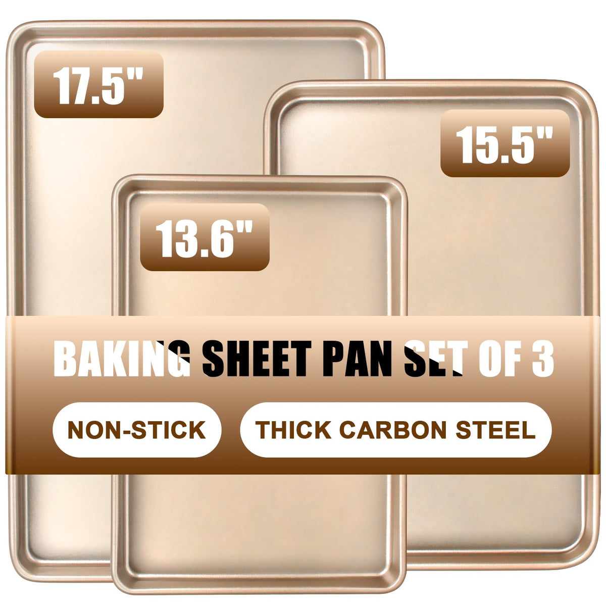 Deedro 9x13 baking sheet with nonstick surface for easy cookie release.