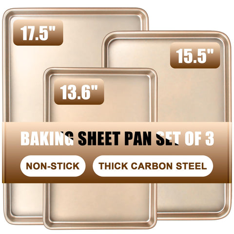 Deedro 9x13 baking sheet with nonstick surface for easy cookie release.