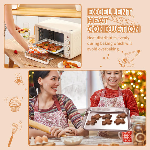 Deedro baking sheets set deep sides demonstrate increased capacity for sauces and roasting.