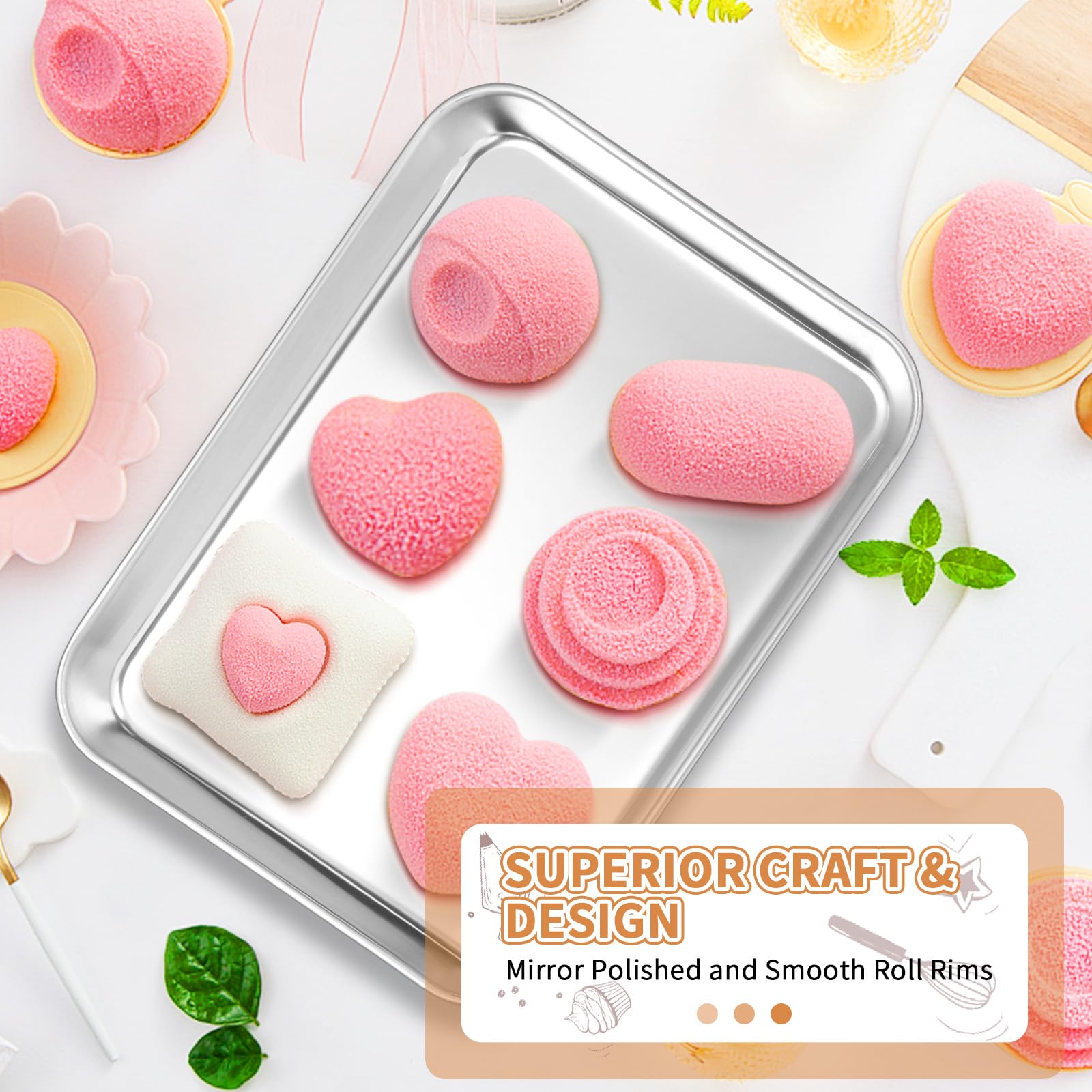 Deedro baking sheets set dishwasher-safe label indicates easy cleanup and care.