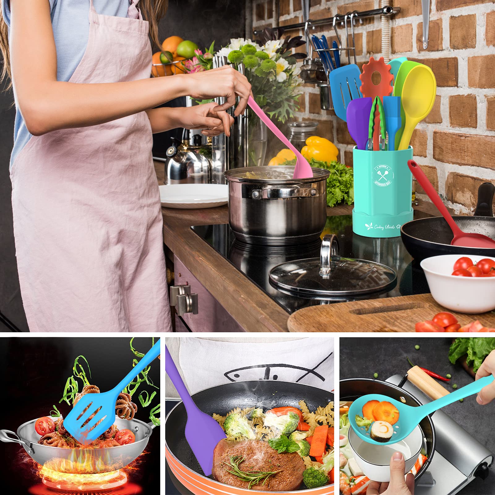 Deedro nonstick-friendly utensils prevent scratches on pans.