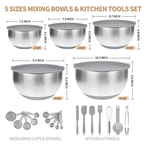 Deedro premium mixing bowls with lids 3 qt for versatile tasks.