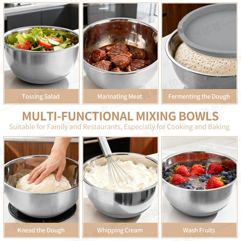 Deedro premium mixing bowls with lids 5 qt for family meals.