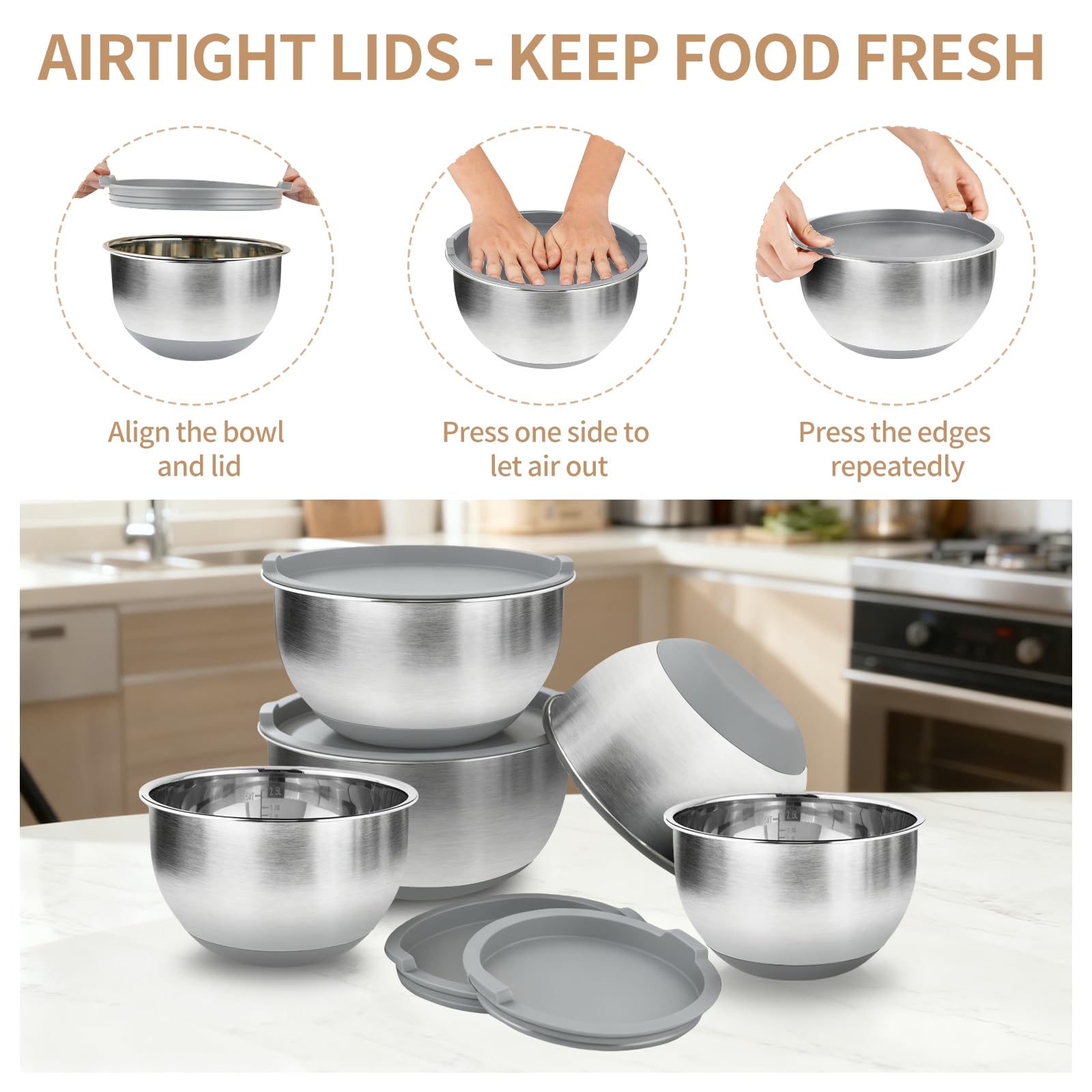 Deedro nesting design mixing bowls save space and stay organized.
