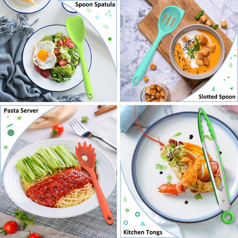 Deedro silicone utensils heat resistance protects pots during cooking.