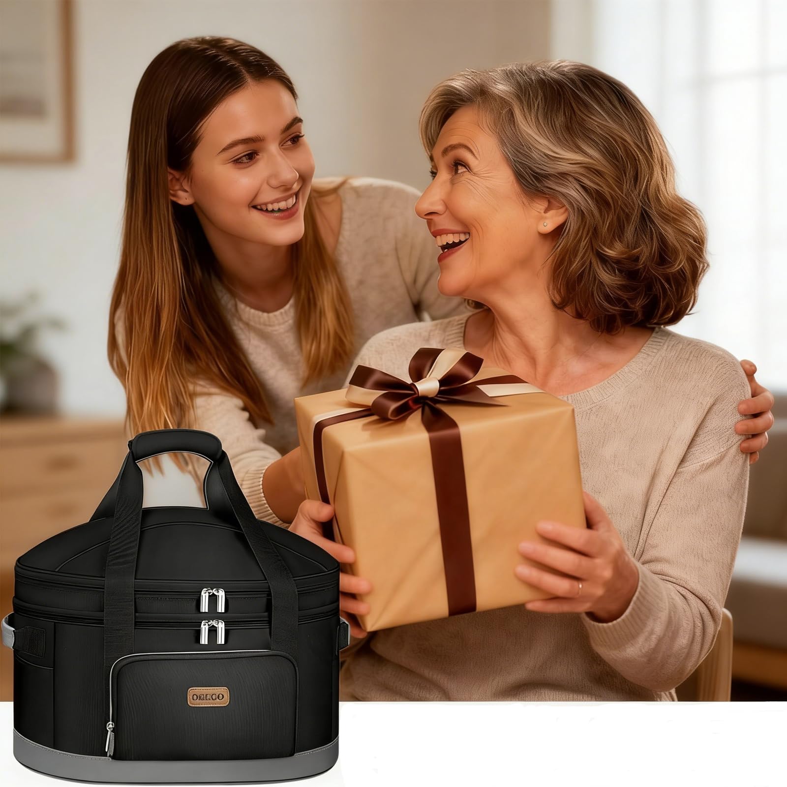DEEGO two-layer storage keeps cooker and extras organized during travel.