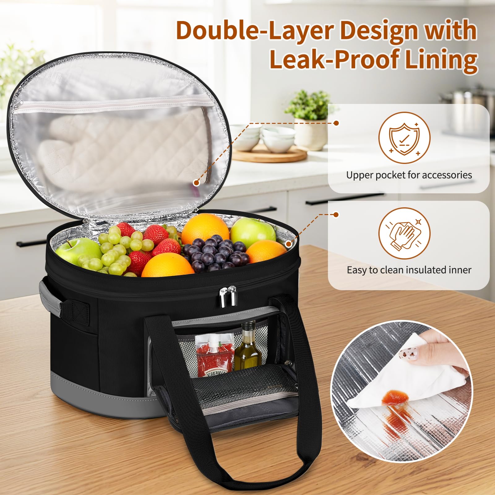 DEEGO wipe-clean inner lining makes cleanup quick after meals.