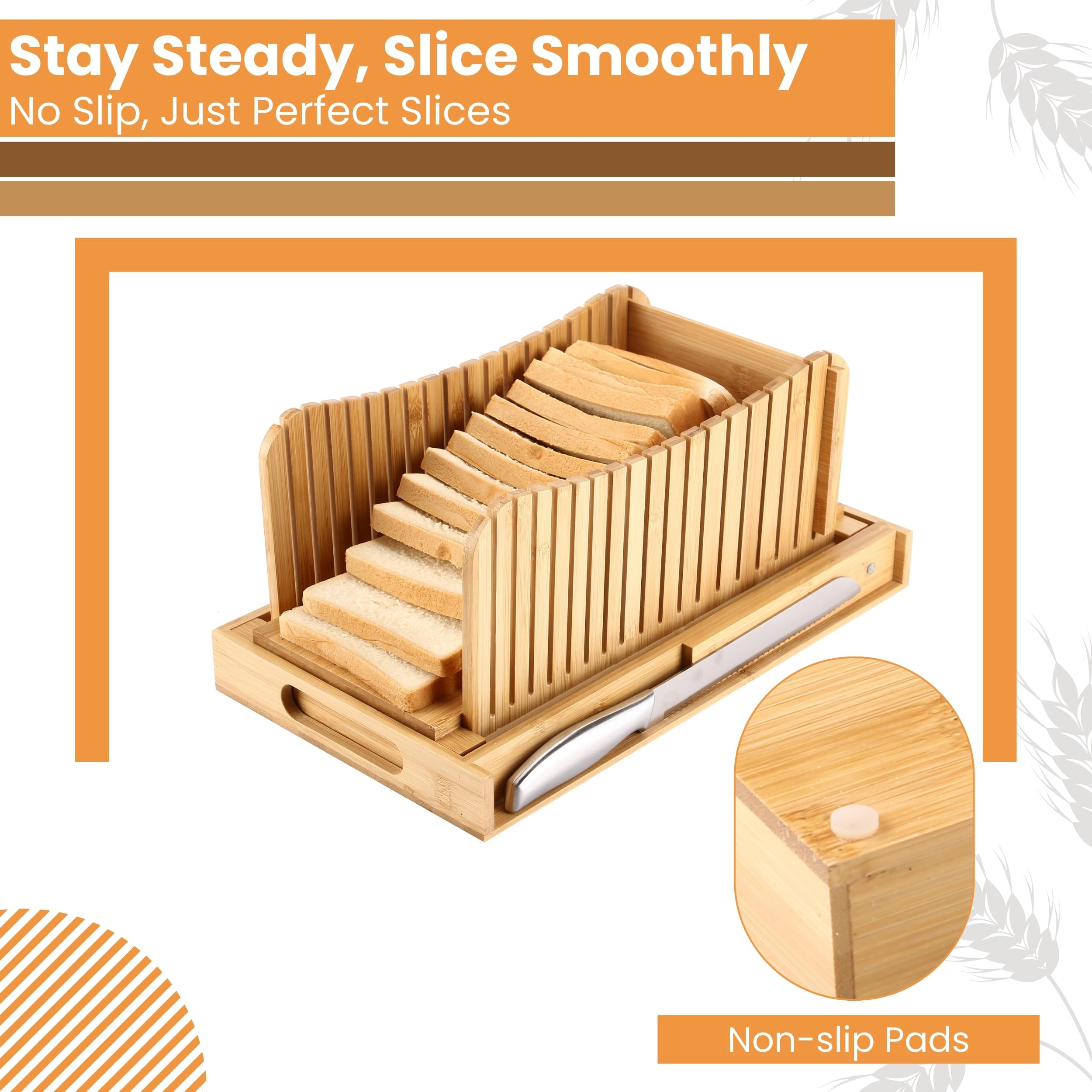 Crumb tray catches crumbs to keep counters neat during bread cutting with DEEN DYNAMICS