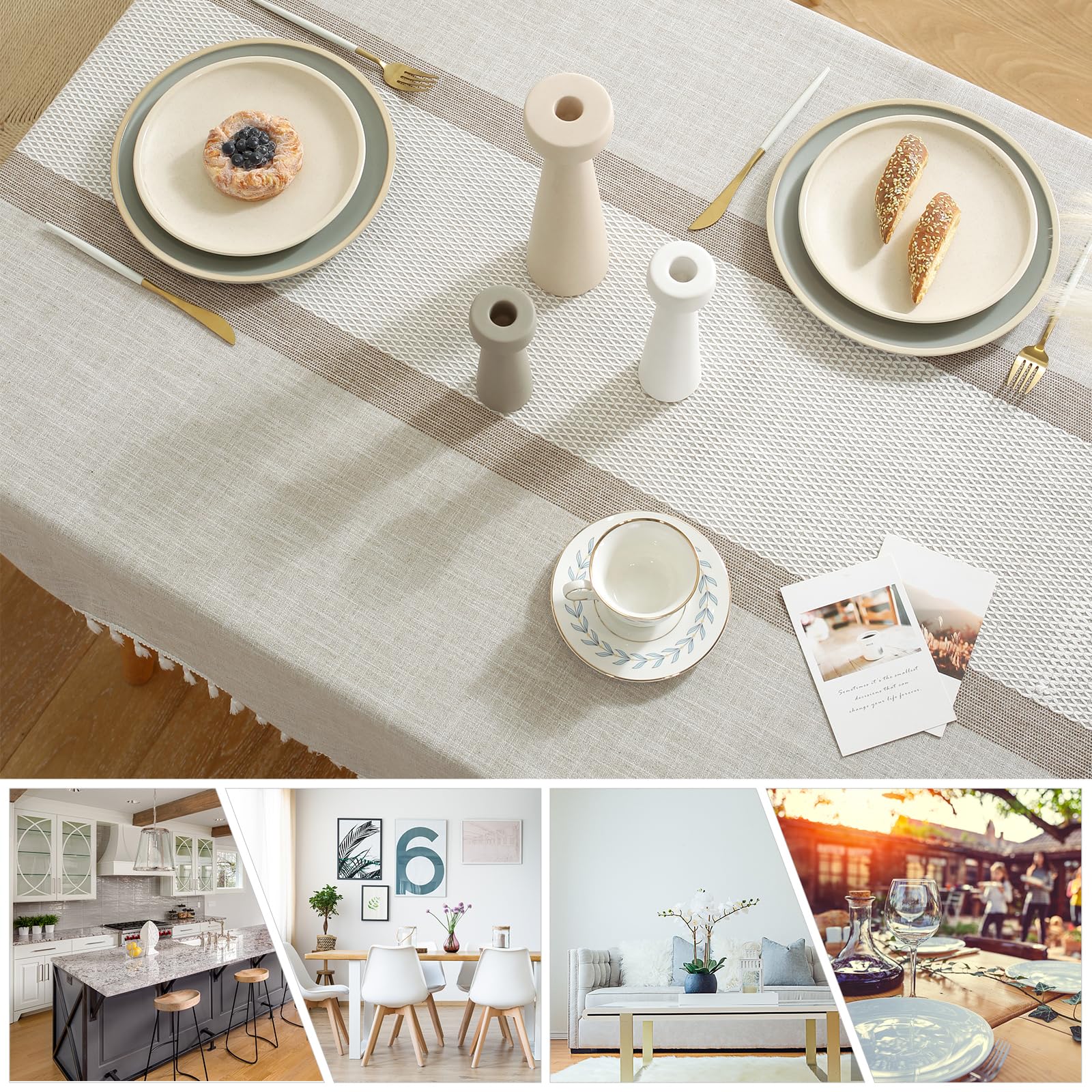 Deep Dream tablecloth displayed on a dining setup for indoor use inspiration.