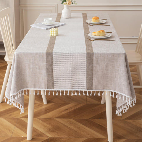 Deep Dream tablecloth with waterproof coating beads liquids for quick cleanup after spills.