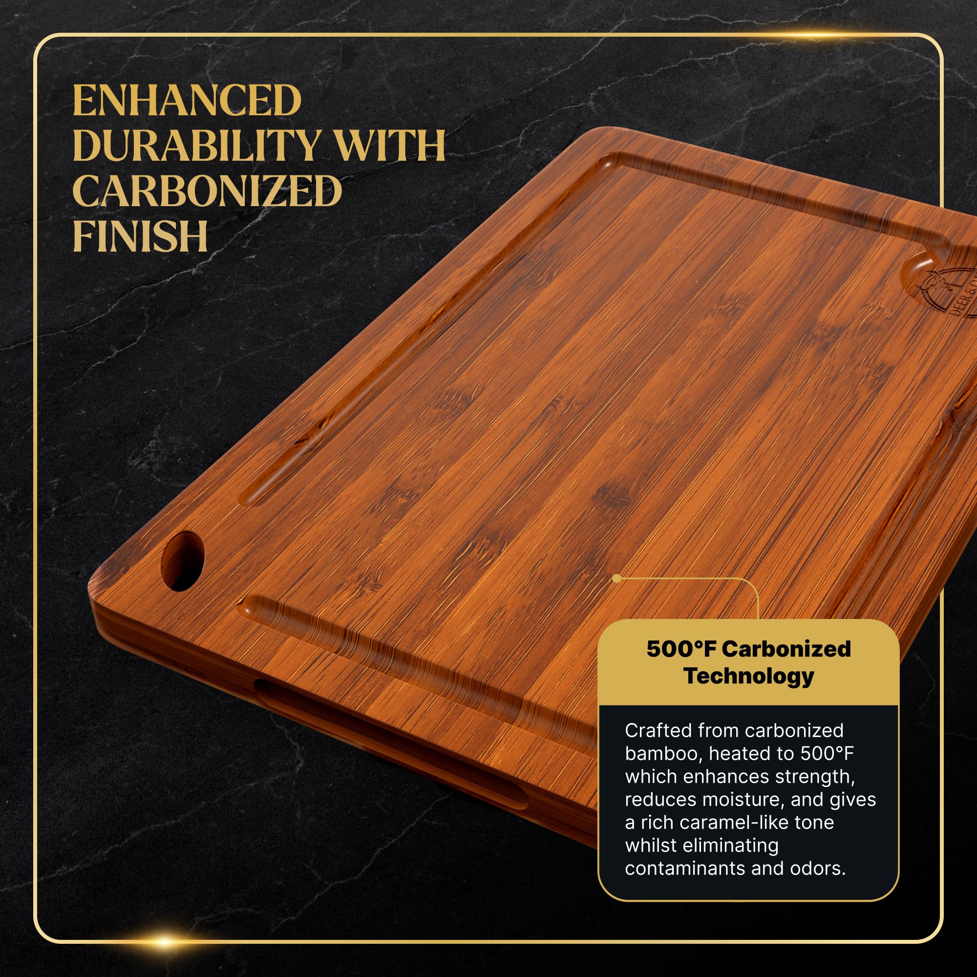 Deer & Oak large board with spacious surface for chopping big ingredients.