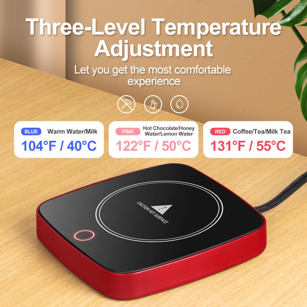 Defashun waterproof glass-top warmer highlights safe, spill-resistant surface.