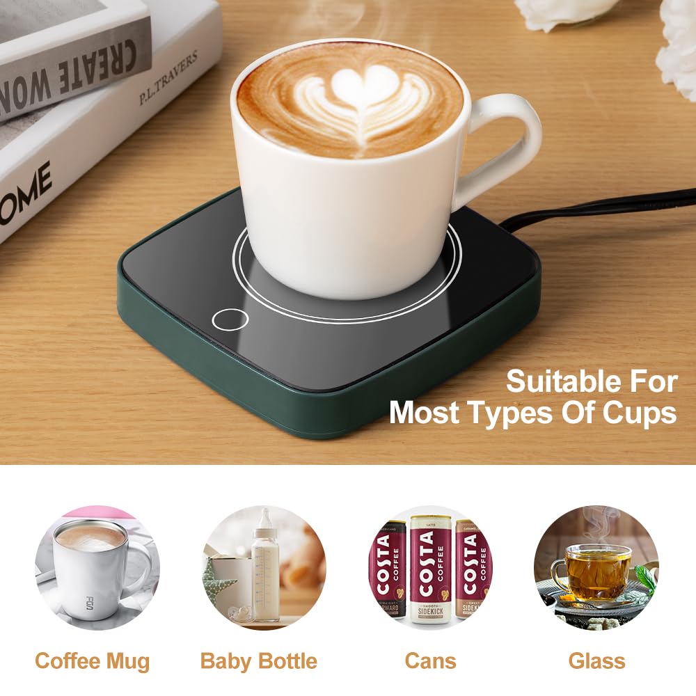 Defashun desk coffee warmer in green adds style to your workspace