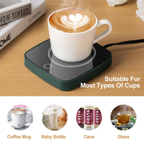 Defashun desk coffee warmer in green adds style to your workspace